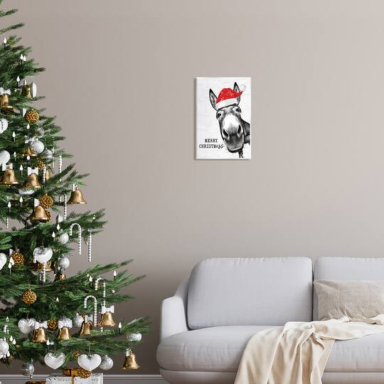 Stupell Industries Merry Christmass Funny Donkey Wall Plaque Art